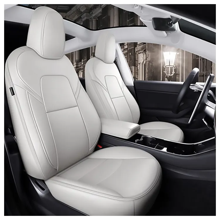 Accesorios interiores Juego completo de cuero impermeable Funda de asiento de coche personalizada original para Tesla Model Y Model 3 2017-2023