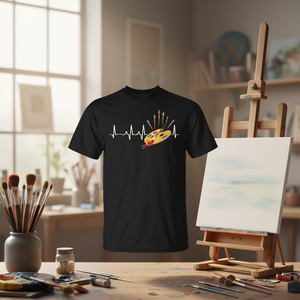 แปรงทาสี พาเลท หัวใจเต้น ศิลปิน จิตรกร ครูสอนศิลปะ เสื้อยืดแสนสนุก - Product Image 4