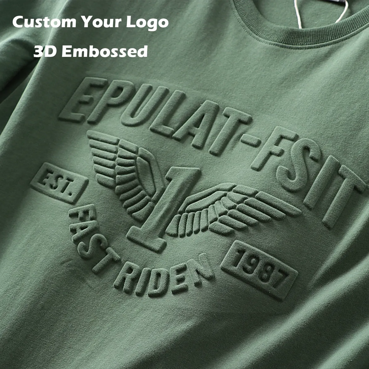 T-shirt en coton biologique à col rond, top vierge, classique et uni, personnalisé, impression de logo en relief 3d, vente en gros,