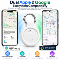Localisateur d'objets intelligent à double système compatible Apple Find My et Google Find Hub, étanche, anti-perte, pour les voyages en extérieur et les soins des animaux de compagnie