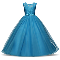 Longue Robe Princesse en Dentelle Fleurie pour Filles de 6 à 14 Ans, Vêtement de Soirée et de Mariage pour Enfants
