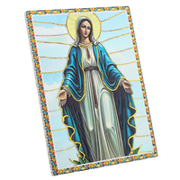 Ornement religieux en céramique estampé or 3D en gros, 12x14cm, cadeau catholique, décoration murale ou de table