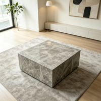 Tables basses modernes de style nordique en marbre beige clair, meubles décoratifs en pierre naturelle sur mesure, forme carrée pour salon