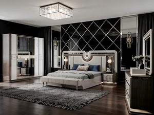 סט ריהוט לחדר שינה אמריקאי מראה לבן, קווין סייז, קינג סייז, צרפתי, איטלקי, מלא, לנערות, מלון, עץ, יוקרתי, מודרני - Product Image 3