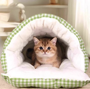 冬用 暖か 小型ペットベッド 猫・犬兼用 取り外し可能 洗える 半密閉型 2WAY 柔らか素材 傷に強い 快適ペットハウス - Product Image 6