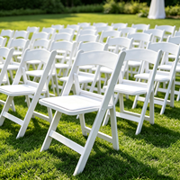 Chaises pliantes en résine blanches légères pour l'extérieur, idéales pour la location, les fêtes, les mariages et les événements (type Wimbledon)