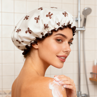 Bonnet de douche imperméable double couche en PE réutilisable pour femmes, protection anti-huile pour cheveux, bonnet épais pour la cuisine