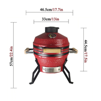 Barbecue au charbon de bois Kamado en céramique moderne Kimstone, 13 pouces, finition émaillée en porcelaine, allumage automatique, fumoir sur chariot, commande tactile