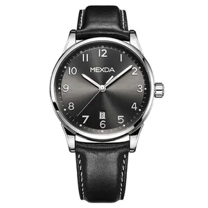 Mexda Luxury Style Unique Design Waterproof No Battery Genuiune Leather Strap Stainless Steel Men Automatic Machine Wrist Watch