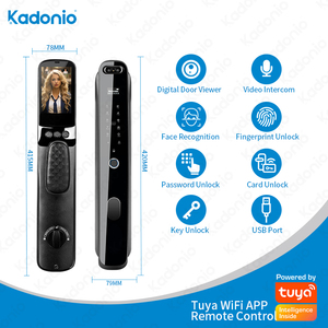 Kadonio kunci pintu wi-fi Digital, pengenalan wajah sepenuhnya otomatis tahan air dengan kamera Video - Product Image 2