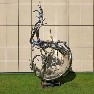 Sculpture murale en acier inoxydable personnalisée et créative, décoration intérieure pour la maison, le <span class=keywords><strong>salon</strong></span>, l'hôtel, sculpture murale en métal - Product Image 4