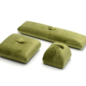 Wholesale Luxury Necklace Bracelet <b>Earring</b> Ring Packaging Jewellery Set <b>Box</b> Custom logo Premium Velvet Green Jewelry <b>Box</b> - Product Image 4