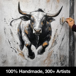 Decoración de Pared, Lienzo Hecho a Mano con Textura, Toro Abstracto, Vaca de las Tierras Altas, Arte Moderno, Pintura de Animales - Product Image 3