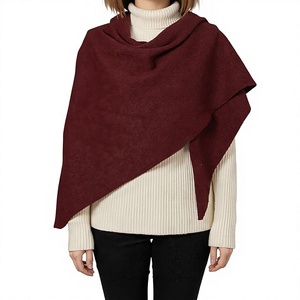 Women's Wool <b>Shawl</b> Solid Color Medium Length Winter <b>Wrap</b> Knotted Front Elegant Daily Wear - Product Image 4