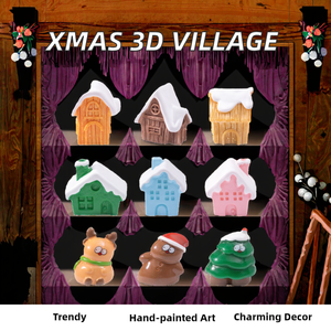 Adorno navideño bonito en 3D, suministros de decoración, accesorios de Navidad, árbol de pueblo, Reno, Escena de invierno, juguetes para Halloween, Anime - Product Image 2