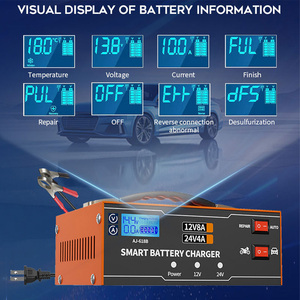 Chargeur <span class=keywords><strong>de</strong></span> batterie automobile intelligent 6/8/12/14/16/24V et chargeur d'entretien entièrement automatique avec pinces <span class=keywords><strong>de</strong></span> câble - Product Image 3