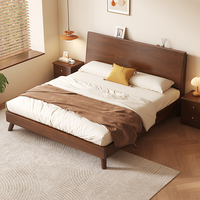 Lit double en bois massif de style nordique pour chambre principale, cadre de lit simple de style minimaliste en bois naturel pour petits appartements, fabriqué en Chine