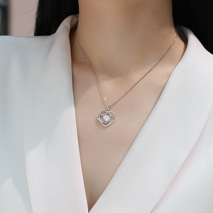 Ngày Valentine kỷ niệm trang sức quà tặng tình yêu S925 vòng cắt Mặt dây chuyền trái tim moissanite Vòng cổ phụ nữ vợ bạn gái vòng cổ - Product Image 5