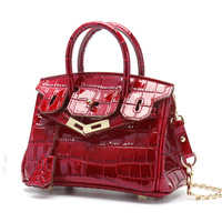Nouveau sac à main en cuir véritable de style rétro européen et américain avec chaînes, motif crocodile, cuir de vachette, finition brillante