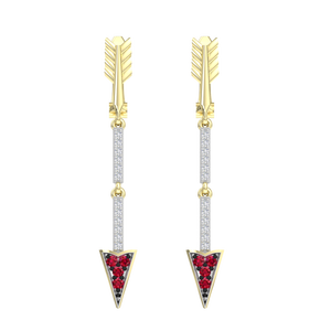 Pendientes de Plata de Ley 925 Chapados en Oro con Rubí y Circonita Cúbica, Pendientes Geométricos con Circonita Cúbica para Mujer - Product Image 5