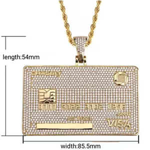 VOAINO Ciondolo Hiphop Tempestato di Diamanti a Forma di Carta di Credito in Oro 9K 14K 18K Gioielli Hip Hop Ciondolo Personalizzato da Uomo Idea Regalo - Product Image 6