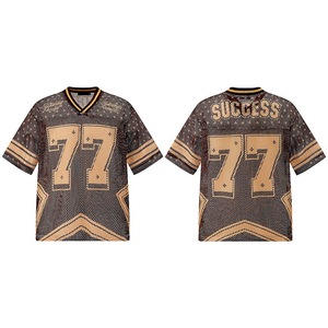 T-shirt décontracté à col en V en jersey, imprimé lettres rétro hip-hop américain, coupe ample, manches courtes, <span class=keywords><strong>pour</strong></span> <span class=keywords><strong>couple</strong></span>, collection Printemps-Été 2026, homme, 220g - Product Image 2