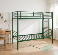 Lit superposé en métal robuste, taille double, avec barrières de sécurité et échelle, gain de place pour écoles, auberges et appartements