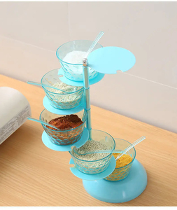 Sản phẩm hot phụ kiện nhà bếp gia vị Jar với muỗng 5 lớp nhựa gia vị lưu trữ Jar xoay gia vị hộp - Product Image 2