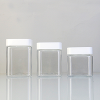 Pots en plastique carrés transparents vides de 250 ml, 300 ml, 360 ml, qualité alimentaire, pour bonbons, café, thé, emballage cosmétique, pots à crème en plastique