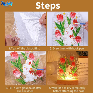 ไฟกลางคืนอะคริลิค DIY รูปดอกทิวลิปขนาดเล็ก งานแฮนด์เมด พร้อมฐานไม้ เสียบปลั๊กได้ ภาพวาดระลอกน้ำบนกระจก สำหรับเด็ก วันเกิด วันแม่ - Product Image 6