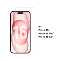 3in1 Étui transparent en cristal pour téléphone avec protecteur d'écran en verre trempé avec protecteur d'objectif de caméra pour iPhone 16