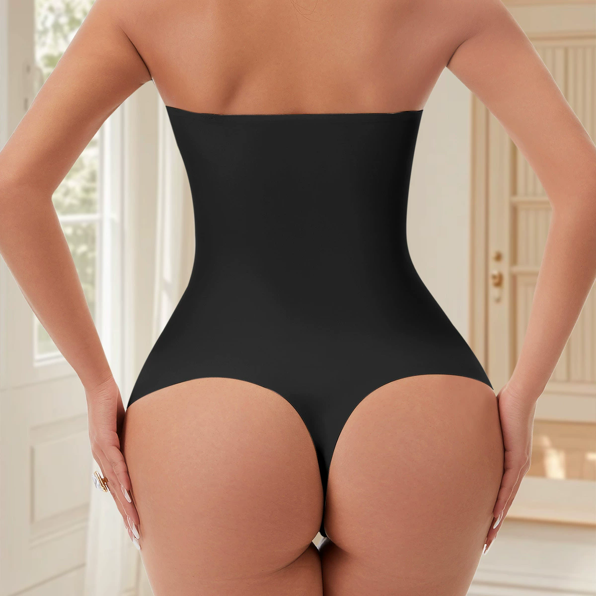 Non-Slip Seamless Tummy-Control Thong (C157): waistband, closure and adjustment-point detail