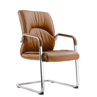 Chaise de bureau Xipi élégante et personnalisable, moderne, pour la maison, en cuir PU imperméable, ergonomique, avec base en acier courbé