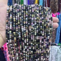Perles carrées facettées en tourmaline en gros, 4*4mm, perles cubiques en tourmaline colorées pour la fabrication de bijoux
