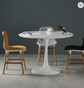 Tavolino Rotondo Bianco KL-007 con Gambe in Metallo Robuste, Tavolino da Caffè per Casa e Ufficio - Product Image 2