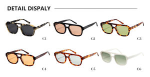 Kính mắt thời trang nam thiết kế 2025, gọng vuông lớn cầu đôi, kính râm unisex, kính mát acetate tùy chỉnh <span class=keywords><strong>2026</strong></span> - Product Image 4