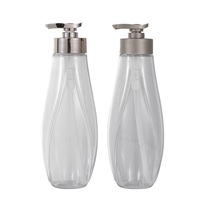 Bouteilles de shampooing vides Xypackaging en PET, nouveau design, 400 ml (13,5 oz), transparentes avec pompe à lotion pour les soins capillaires, emballage cosmétique