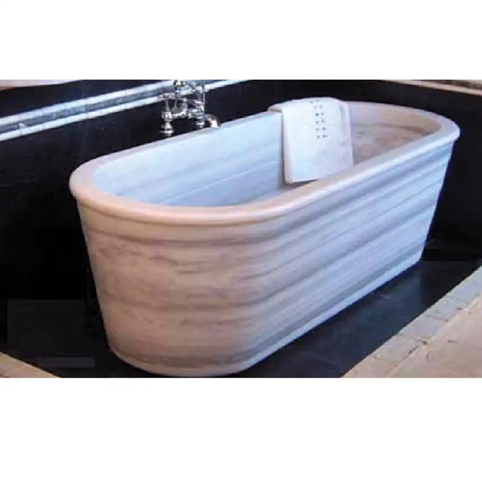 MVS028 Luxo Sólida Fabricante Banheira de Pedra de Mármore Branco, Tamanho Personalizado Banheira Autoportante