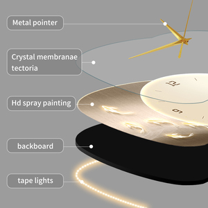 Hiện đại sang trọng trừu tượng hình học cá dẫn ánh sáng sơn đồng hồ sáng tạo in kỹ thuật số trang trí nhà đồng hồ treo tường - Product Image 4