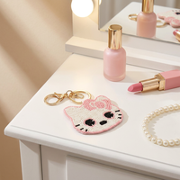 Breloque de sac personnalisée en perles DIY, accessoire de sac à main en feutre chaton Kawaii fait main avec bordure de contour de précision, cadeau