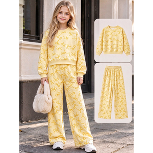 Conjuntos de Moda para Niñas con Estampado de Lazos Rosas, Estilo Trendyism Boutique, Ropa Casual para Hermanas, Precio de Fábrica, Venta al Por Mayor - Product Image 3