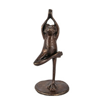 Gusseiserne Baumstamm-Yoga-Frosch-Statue, Gymnastik-Zen-Tierskulptur, Innen- und Außendekoration für Garten und Schreibtisch, Geschenk