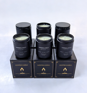 Candela Profumata di Lusso Eco-Friendly in Barattolo Nero, Lavanda e Vaniglia, per Festività, Diwali, Festa del Papà, 40 Ore di Durata, <span class=keywords><strong>Soia</strong></span> Organica - Product Image 5