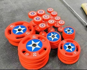 Haltère rond en <span class=keywords><strong>caoutchouc</strong></span> de haute qualité pour la <span class=keywords><strong>musculation</strong></span> en salle de sport, rouge, Captain America, Apu - Product Image 4