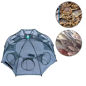 Umbrella Folded Portable Octagon 8 Hole green big entrance big zipper fishing Shrimp Minnow Crab Baits Cast Mesh Trap