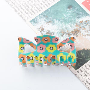 กิ๊บหนีบผมอะคริลิกลายดอกไม้ขนาดใหญ่ 8.6 ซม. สีเขียวม่วง ดีไซน์ทันสมัย สำหรับผู้หญิง เหมาะเป็นของขวัญสำหรับวันหยุด - Product Image 3