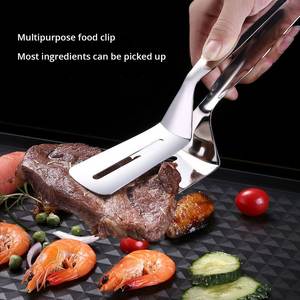 Pince de cuisine professionnelle en acier inoxydable pour retourner les aliments, non résistante à la chaleur, pour grillades, steaks et poissons - Product Image 4