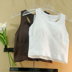 Soutien-gorge de sport d'été personnalisé avec LOGO, sans couture, tricoté, bretelles croisées, débardeur double couche côtelé, taille cintrée, maintien élevé - Product Image 3