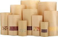 Biodégradable Bolsas Doypack Ziplock Marron Pochette debout Emballage alimentaire Sac en papier kraft avec fenêtre