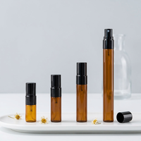 ALKA Flacon vaporisateur de parfum rechargeable en verre ambré, mini flacon pulvérisateur avec diffuseur à roseaux sérigraphié rond pour échantillon de voyage